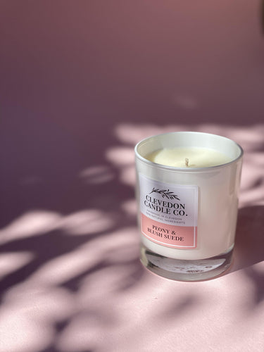 Peony & Blush Suede Candle - Clevedon Candle Co.